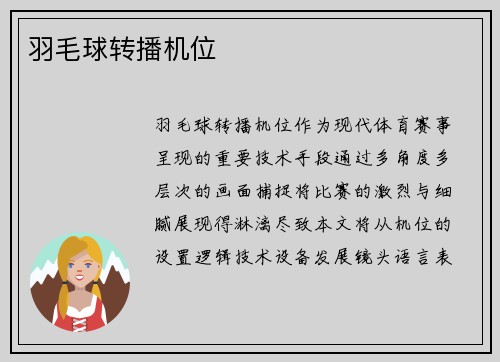 羽毛球转播机位